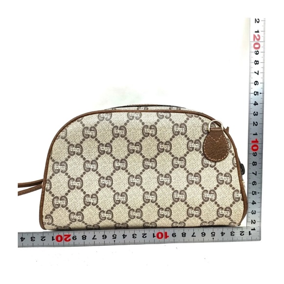 GUCCI PLUS Wristlet or Cosmetic Pouch Bag  Brown PVC. ***VINTAGE*** - Picture 2 of 9